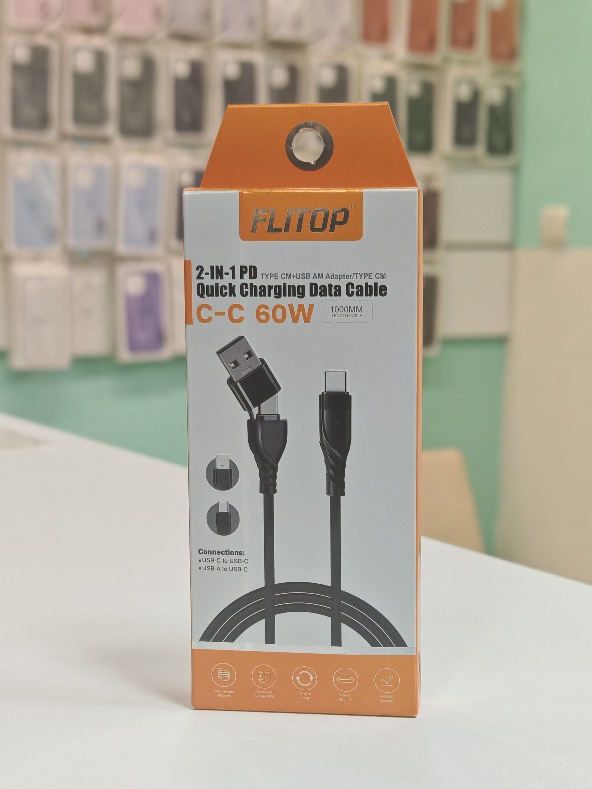 Fliptop 2-u-1 Brzi Kabl (USB-A/USB-C na USB-C) PD 60W (1m) - Image 4